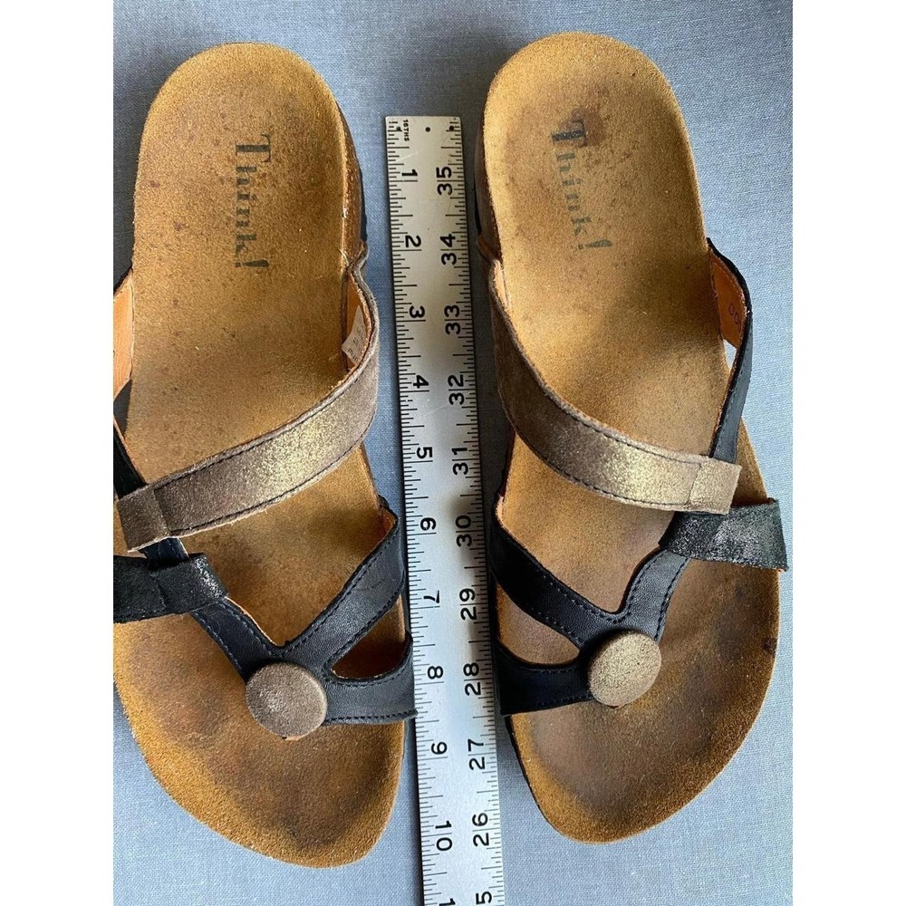 Think Sandals Julia Button Shoes Flats Slides 38 7-7.5 Women Comfort Vaca s3